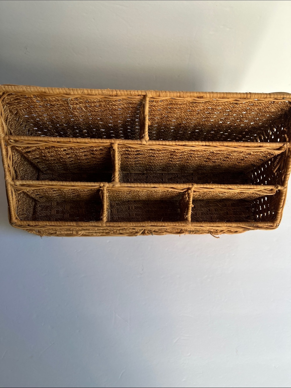 Vintage Wicker Woven Rattan Desk Organizer Office Storage - Picture 2 of 8